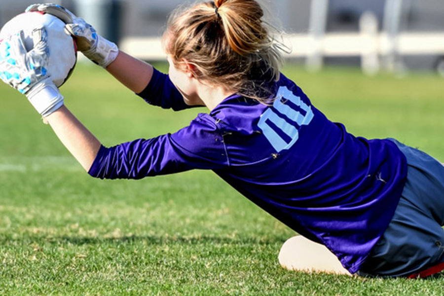 soccer goalie catching the ball